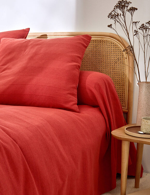 Plaid of sprei, effen katoen met artisanaal weefsel (terracotta) Plaid of sprei, effen katoen met artisanaal weefsel (terracotta)